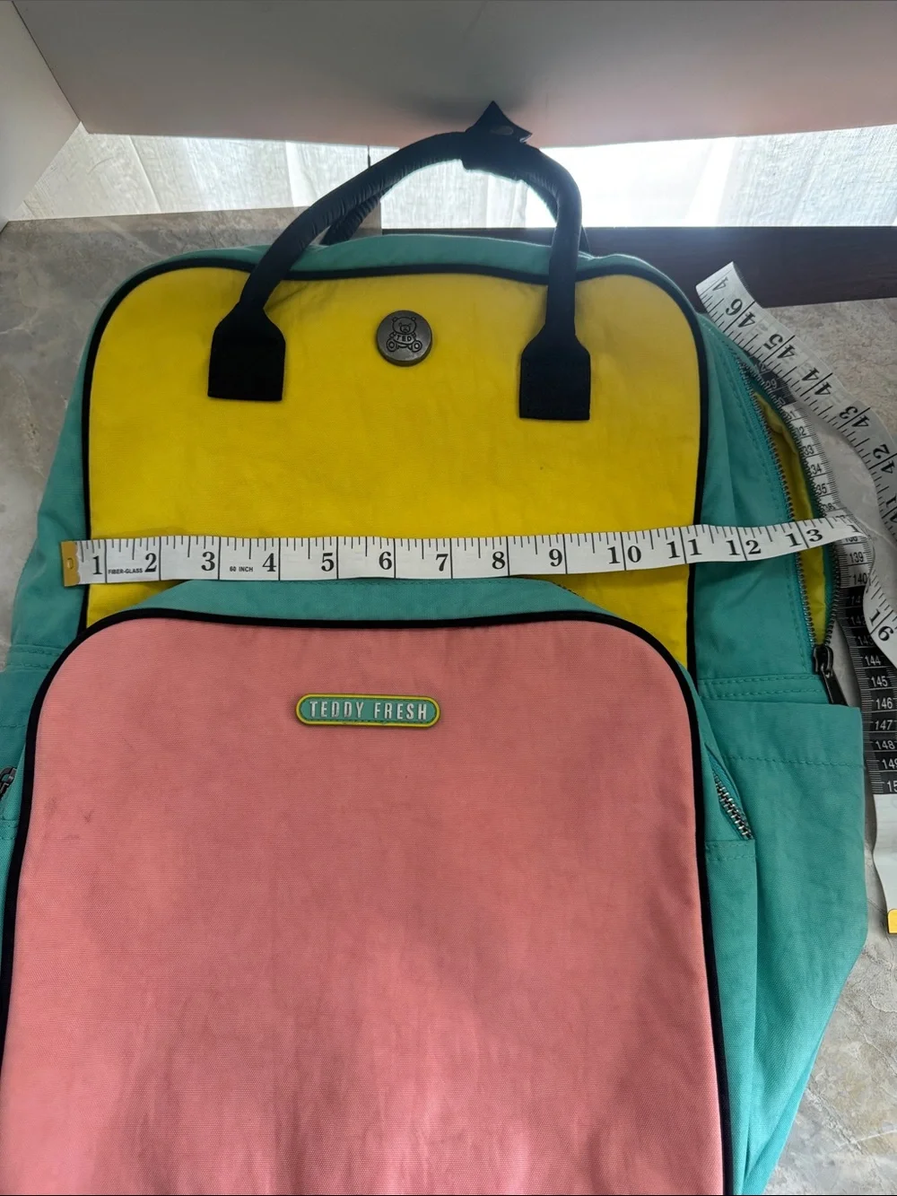Teddy Fresh Colorblock Canvas Backpack in Pink, Yellow & Teal